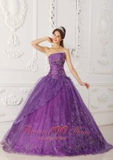 Satin and Organza Beading Purple Quinceanera Dress