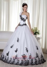 Ball Gown White One Shoulder Embroidery Dresses for 15