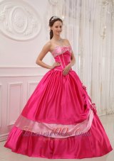 Hot Pink Sweetheart Beading Appliques Sweet 15 Dress
