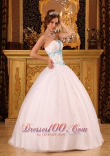 White Ball Gown Strapless Beading Quinceanera Dress