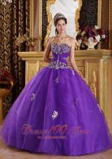 Purple Sweetheart Quinceanera Dress Appliques Floor-length