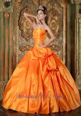 Spring Orange Sweetheart Appliques Quinceanera Dress