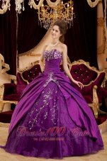 Purple Sweetheart Appliques Floor-length Quinceanera Dress