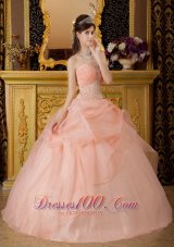 Baby Pink Beading Quinceanera Dress Strapless Floor-length