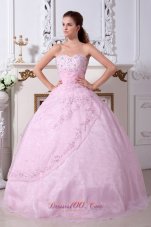 Exquisite Baby Pink Sweetheart A-line Appliques Sweet 16 Dress