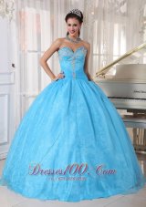 Baby Blue Sweetheart Appliques Sweet 16 Dress