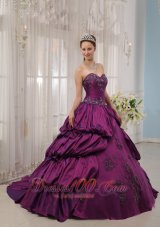 Eggplant Purple Quinceanera Dress Appliques Beading Court Train