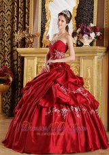 Wine Red Quinceanera Dress Strapless Floor-length Appliques