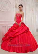 Red Quinceanera Dress Sweetheart Floor-length Appliques