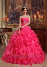 Red Sweetheart Floor-length Quinceanera Dress Under 200