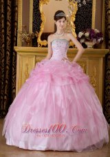 Baby Pink Sweet 16 Dress Beading Organza
