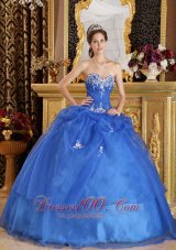 Blue Quinceanera Dress Appliques Sweetheart