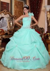 One Shoulder Appliques Bead Quinceanera Dress