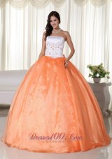 2013 Orange Sweet 15 Dress with Embroidery