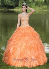 Orange Quinceanera Dress Ruffles Layered Sweetheart