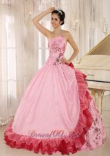 2013 Quinceanera Dress Appliques Hand Flowers Strapless