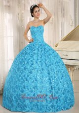 Blue Embroidery Sequins Sweetheart Quinceanera Dress