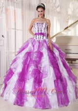 Coloful Quinceanera Dress Appliques Ruffle Sash