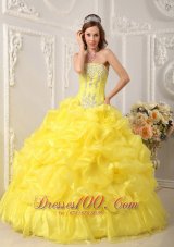 Cute Yellow Quinceanera Dress Organza Beading