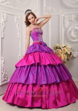 Colorful Layer and Appliques Quinceanera Ball Gown