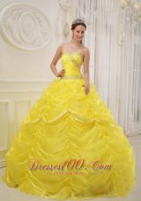 Yellow Beading and Ruched Dresses for a Quince