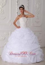 Princess White Quinceanera Dress Strapless Ball Gown