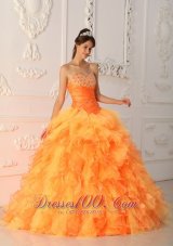 Lovely Light Orange Ruffles Sweet 15 Dresses Beading