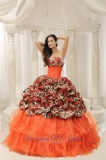 Organza Upscale Beaded Decorate Leopard Quinceanera Dress