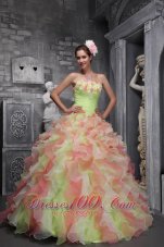 Sassy Multi-color Sweet 16 Dress Strapless Taffeta Organza Floral