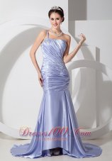 Mermaid One Shoulder Lilac Prom Pageant Dress Brush Train