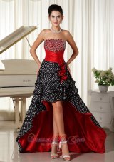 High-low Beaded Red and Black Prom Dress