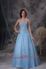 Beading Baby Blue Sweetheart Prom Gowns Oraganza
