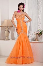 Beading Orange Mermaid Prom Dress Under 150