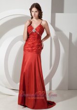 Sheath Brush Red Evening Dress Under 150