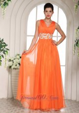 2013 Orange Red V-neck Prom Celebrity Dress