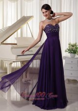 Beading Purple Prom Evening Dress Appliques