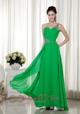 2013 One Shoulder Green Beading Prom Pageant Dress