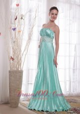 2013 Pleat Apple Green Beading Prom Dress