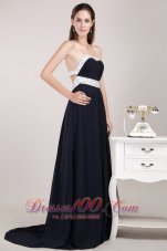 Black Back Cut Brush Beading Prom Pageant Evening Dress