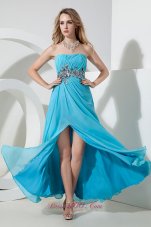 Aqua Empire Sequins Side Zipper Prom Dress Slit