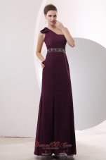 Empire One Shoulder Beading Mother Dress Burgundy