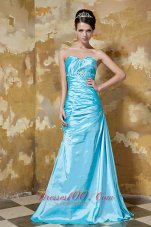 Aqua Blue Prom Dress Column Beading Sweetheart
