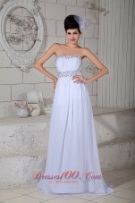 Empire Wedding Dress Brush Train Chiffon Beading