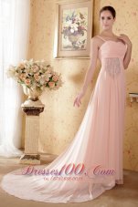 Straps Graduation Dress Court Train Baby Pink