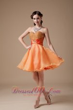 Orange Red Beaded Bodice A-line Prom Dress