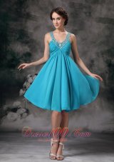 Empire V-neck Beaded Straps Prom Homecoming Dress