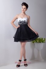 Black and White Appliques Prom / Homecoming Dress