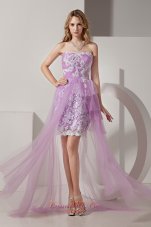 Hi Lo White AppliquesTaffeta andTulle Prom Dress