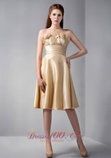 Gold Pieced Besiged Neck Knee-length Prom Dress