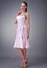 Sheath V-neck Knee-length Sash Bridesmaid Dress